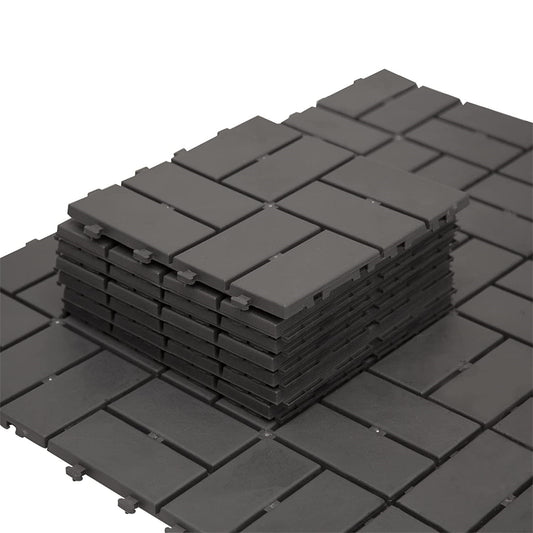 Patio Interlocking Deck Tiles, 12"x12" Square Composite Decking Tiles, Four Slat Plastic Outdoor Flooring Tile All Weather for Balcony Porch Backyard,  (Gray, Pack of 44)