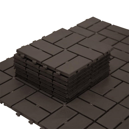 Patio Interlocking Deck Tiles, 12"x12" Square Composite Decking Tiles, Four Slat Plastic Outdoor Flooring Tile All Weather for Balcony Porch Backyard, (Brown, Pack of 44)