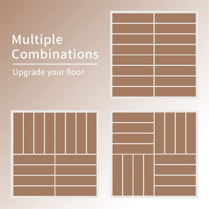 Patio Interlocking Deck Tiles, 12"x12" Square Composite Decking Tiles, Four Slat Plastic Outdoor Flooring Tile All Weather for Balcony Porch Backyard, (Dark Brown, Pack of 36)