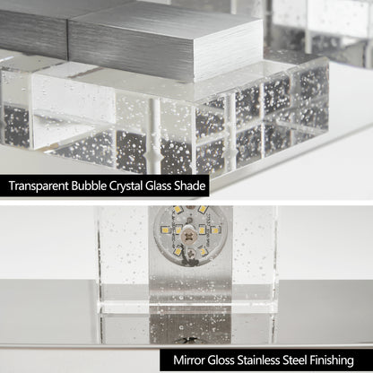 31" Modern Chrome 5-Light LED Vanity Light, Square Acrylic Lampshades Wall Mount Fixture for Bathroom, Mirror Lighting