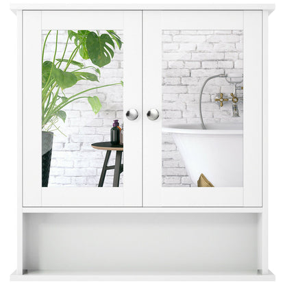 Bathroom Wall Cabinet with Double Mirror Doors