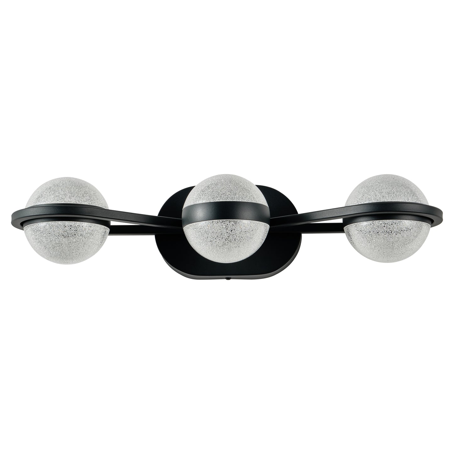 Bathroom Vanity Light, LED 3 Bulb Crystal Sand Acrylic Shades, Wall Mounted Decorative Lighting Fixture, Suitable for Bathroom Vanity Mirror (Black)