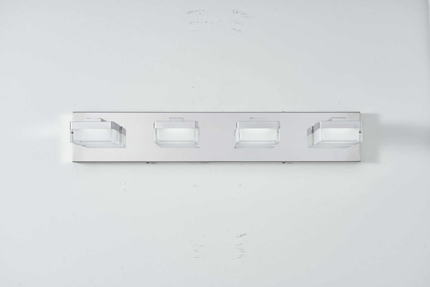 Modern Chrome LED Vanity Light, 4-Lights Wall Sconce for Bathroom and Mirror, Sleek Minimalist Design, Energy-Efficient, Easy to Install