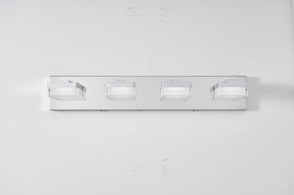 Modern Chrome LED Vanity Light, 4-Lights Wall Sconce for Bathroom and Mirror, Sleek Minimalist Design, Energy-Efficient, Easy to Install
