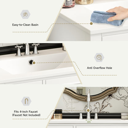 30" Bathroom Vanity with Sink, Freestanding Bathroom Storage Vanity Cabinet w/Soft-Closing Door, Bathroom Cabinet with 2 Drawers