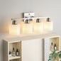 Brushed Nickel Bathroom Light Fixtures, 4-Light Modern Vanity Light Over Mirror, Wall Sconces with Milky White Frosted Glass Shades, E26 Socket (Bulbs Not Included)