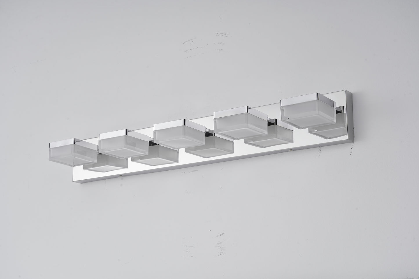 Modern Chrome LED Vanity Light, 5-Lights Wall Sconce for Bathroom and Mirror, Sleek Minimalist Design, Energy-Efficient, Easy to Install