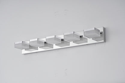 Modern Chrome LED Vanity Light, 5-Lights Wall Sconce for Bathroom and Mirror, Sleek Minimalist Design, Energy-Efficient, Easy to Install