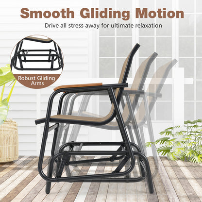 3-Piece Outdoor Glider Bistro Set with Tempered Glass Top and Metal Frame-Coffee