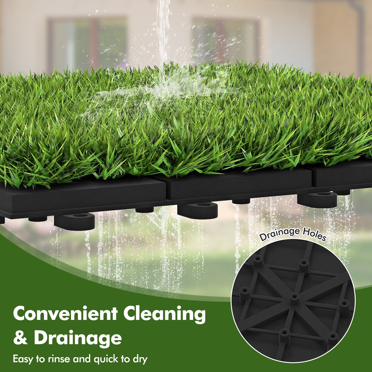 30 PCS Interlocking Artificial Grass Tiles