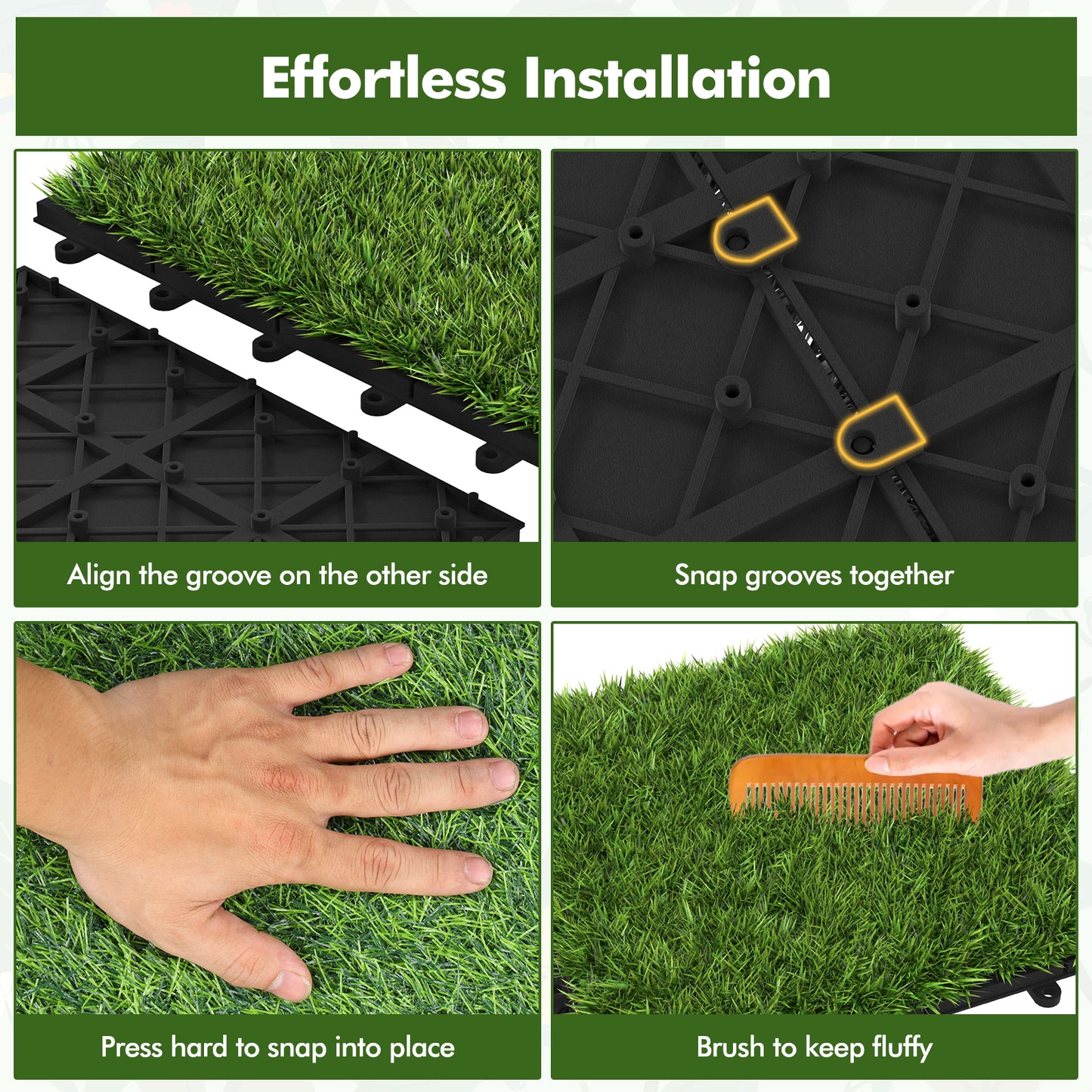 30 PCS Interlocking Artificial Grass Tiles