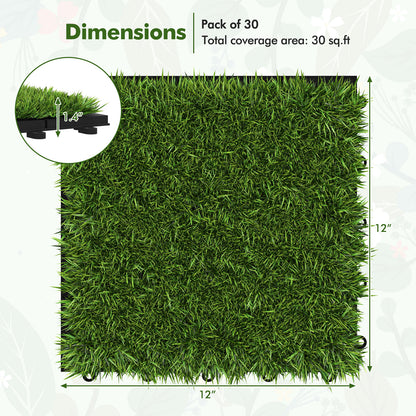 30 PCS Interlocking Artificial Grass Tiles