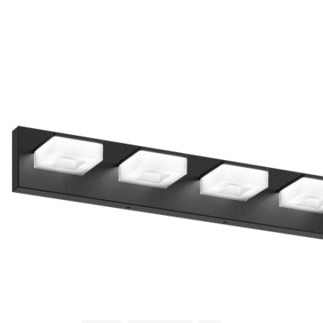 LED Modern Bathroom Vanity Light Fixtures (4-Light, 25-Inch), Matte Black Modern Acrylic Bathroom Wall Lighting Fixtures Over Mirror (Cool White 6000K)