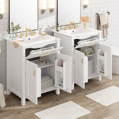 Modern 48-Inch Bathroom Vanity with Ceramic Sink, Soft-Close Doors, Flip Drawer, Double-Layer Door Shelves, Elegant Storage Solution