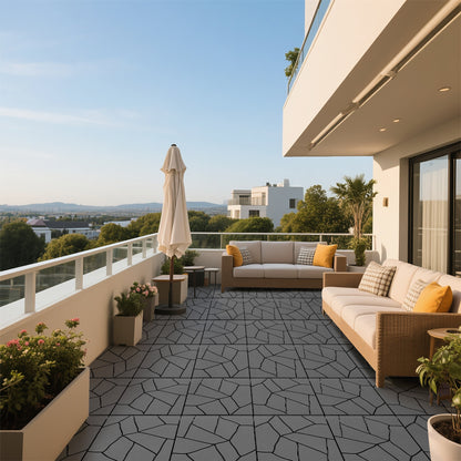 Stone Style 12" Patio Deck Tiles, DIY Module Interlocking Decking Tiles Floor Tile Outdoor and Indoor,Easy and Quick Installation Court Tiles for Porch Poolside Balcony Backyard 44pcs,dark gray