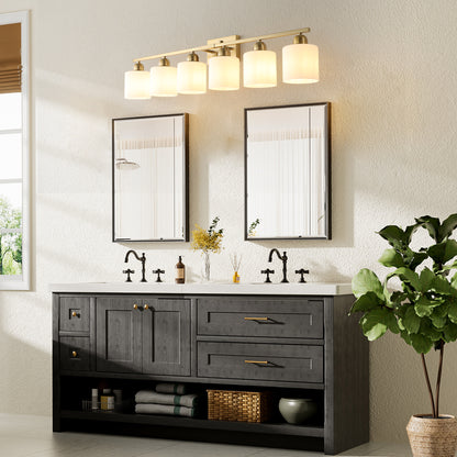 6 Light Gold Bathroom Vanity Light, Gold Bathroom Light Fixtures, 38" Modern Brushed Gold Vanity Lighting Fixtures for Bathroom Over Mirror, Gold Sconces Wall Lighting for Bedroom Living Room