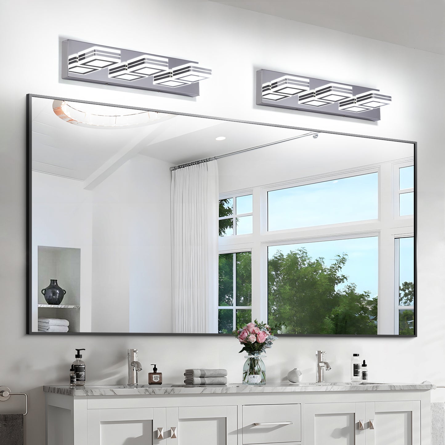 Chrome Vanity Light Fixtures 3 Lights Up and Down LED Modern Bathroom Vanity Lights Over Mirror Acrylic Bath Wall Lighting