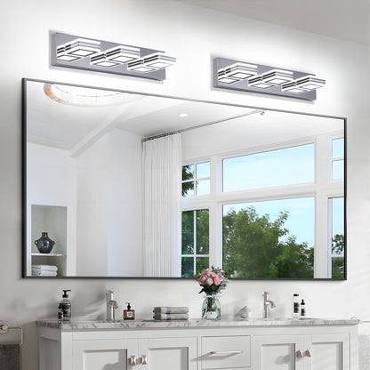 Chrome Vanity Light Fixtures 3 Lights Up and Down LED Modern Bathroom Vanity Lights Over Mirror Acrylic Bath Wall Lighting