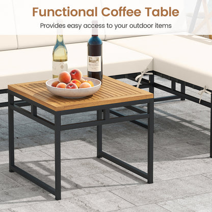 3-Piece L-Shaped Patio Furniture Set for Porch Backyard and Poolside-Beige