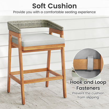 3 Pieces Patio Counter Height Bar Set with 2 Cushioned Barstools