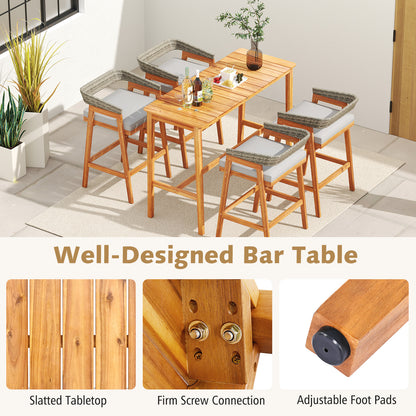 3 Pieces Patio Counter Height Bar Set with 2 Cushioned Barstools