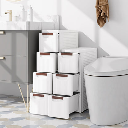 3/4/5/6-Drawer Rolling Organizer Unit Narrow Storage Cabinet with Built-In Wheels for Small Space-3-Drawer
