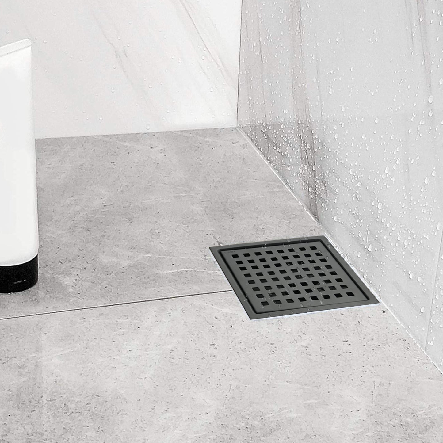 6 Inch Square Shower Floor Drain  Square Shower Floor Drain with Flange,Pattern Grate Removable,Food-Grade SUS 304 Stainless Steel