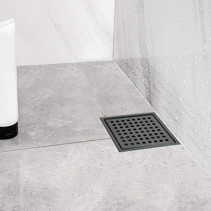 6 Inch Square Shower Floor Drain  Square Shower Floor Drain with Flange,Pattern Grate Removable,Food-Grade SUS 304 Stainless Steel