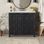 36 " Bathroom Vanity Organizer with Ceramic Sink, Set Bathroom Storage Cabinet, Vintage Espresso