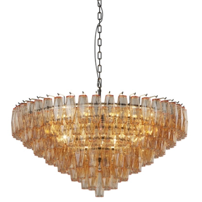 Modern Round Chandelier, 37" Extra Large Black Chandeliers for Dining Room, 14-Light with Tiered Smoke Glass Tubes Ceiling Light, Pendant Lighting Fixture for Living Room Bedroom Kitchen Island