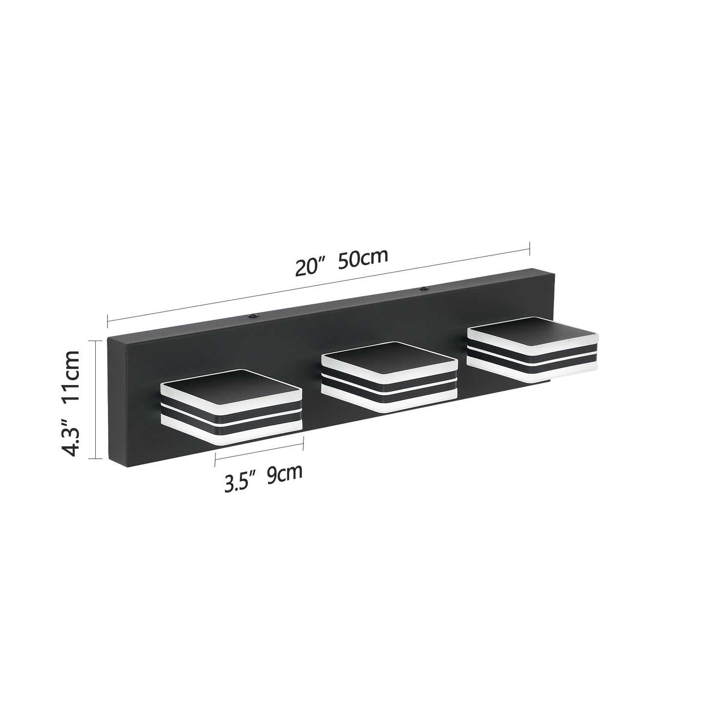 Matte Black Vanity Light Fixtures 3 Lights Up and Down LED Modern Bathroom Vanity Lights Over Mirror Acrylic Black Bath Wall Lighting
