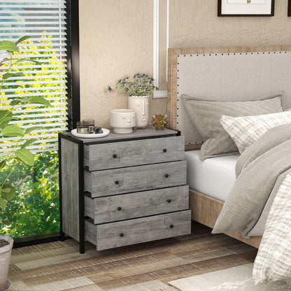 4-Drawer Dresser Modern Wooden Chest of Drawers for Bedroom Living Room-Gray
