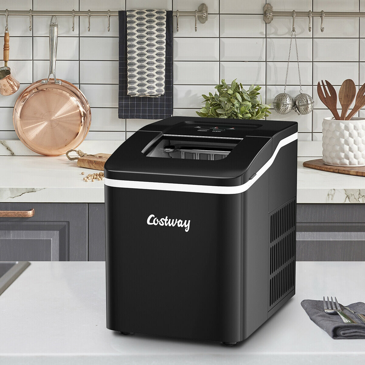 Portable Countertop Ice Maker Machine with Scoop-Black