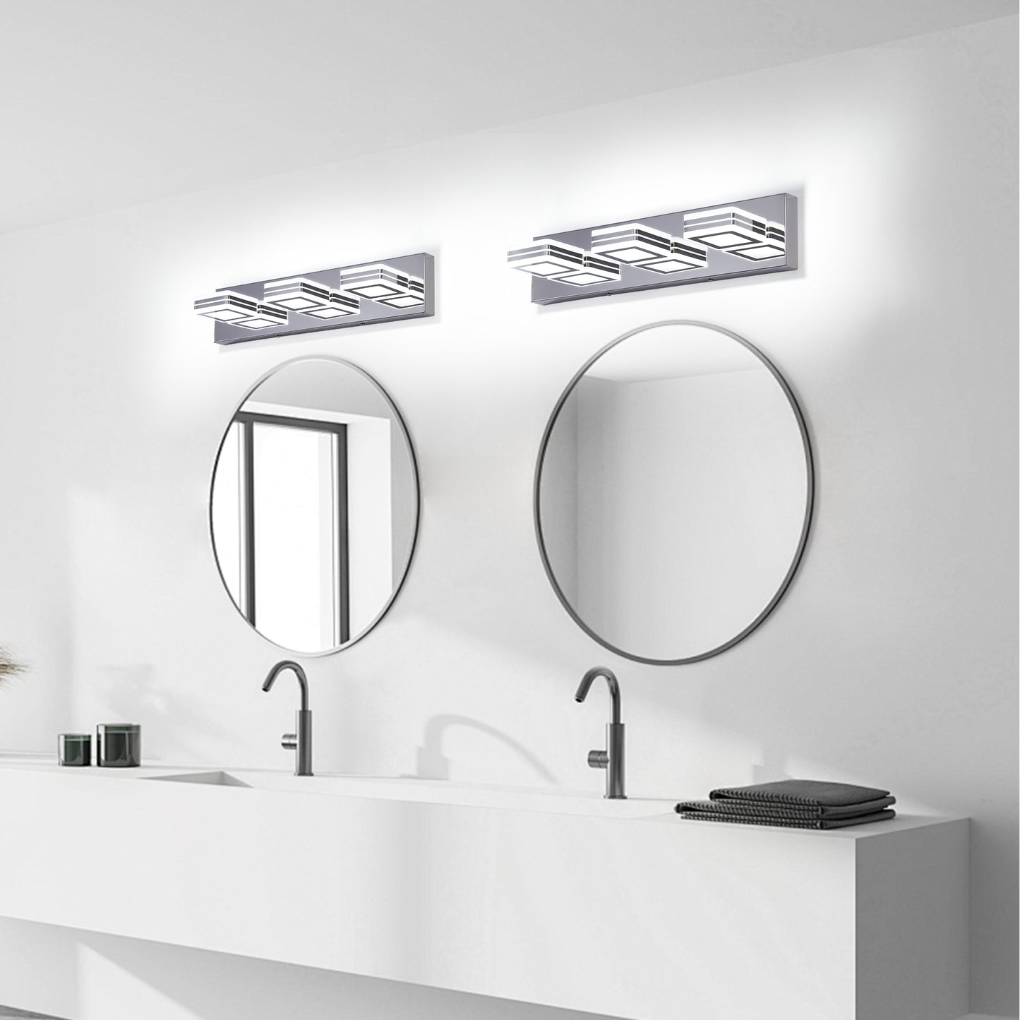 Chrome Vanity Light Fixtures 3 Lights Up and Down LED Modern Bathroom Vanity Lights Over Mirror Acrylic Bath Wall Lighting