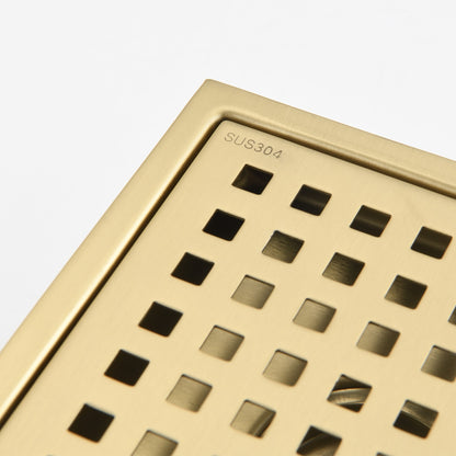 6 Inch Square Shower Floor Drain Square Shower Floor Drain with Flange,Pattern Grate Removable,Food-Grade SUS 304 Stainless Steel