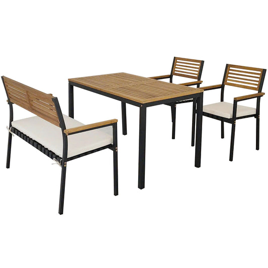4-Piece Patio Furniture Set Outdoor Dining Chair Set-White
