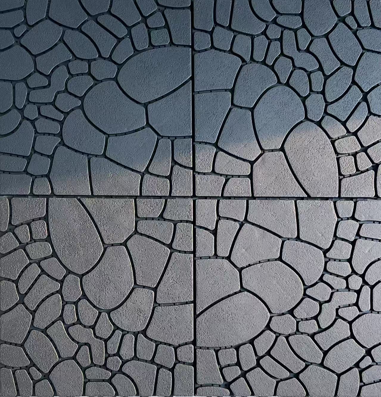 Stone texture 12" Patio Deck Tiles, DIY Module Interlocking Decking Tiles Floor Tile,Easy and Quick Installation Court Tiles for Porch Poolside Balcony Backyard 44pcs ,DARK GRAY