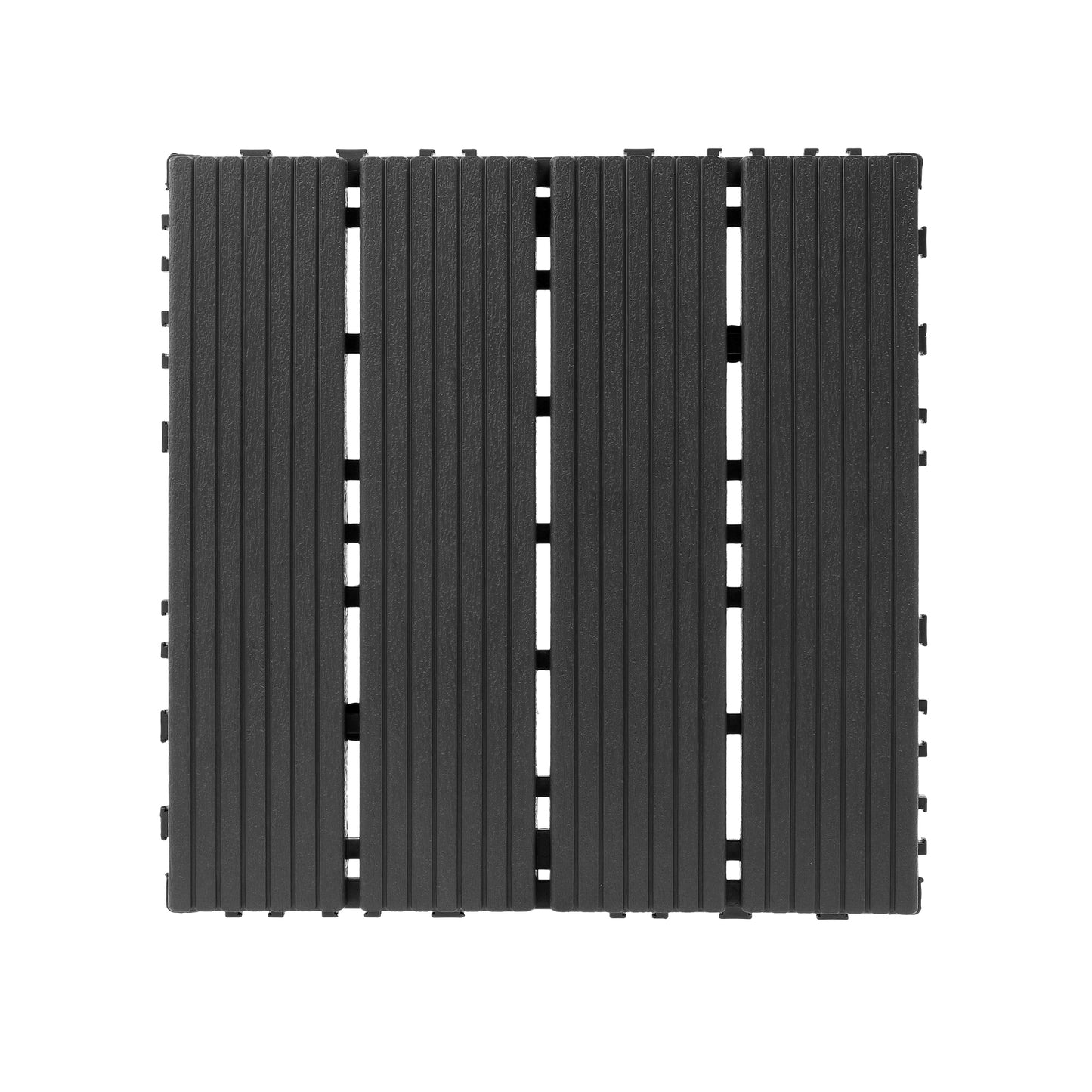 Plastic interlocking decking tiles, 44 packs of terrace decking tiles, 12 inches x 12 inches waterproof for all-weather use, backyard pool decking tiles, dark gray