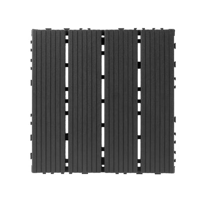 Plastic interlocking decking tiles, 44 packs of terrace decking tiles, 12 inches x 12 inches waterproof for all-weather use, backyard pool decking tiles, dark gray