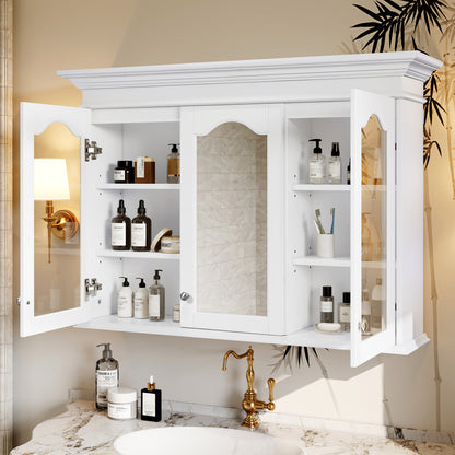 40" Medicine Cabinet with Mirror, Bathroom Storage Cabinet with Mirror Door and Shelves, Wall Mounted Bathroom Cabinet with Glass Doors
