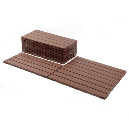 24 pieces of dark gray outdoor terrace deck tiles, DIY interlocking decking floor tiles, easy to install patio tiles, suitable for indoor and outdoor balcony backyard poolside ,Brown