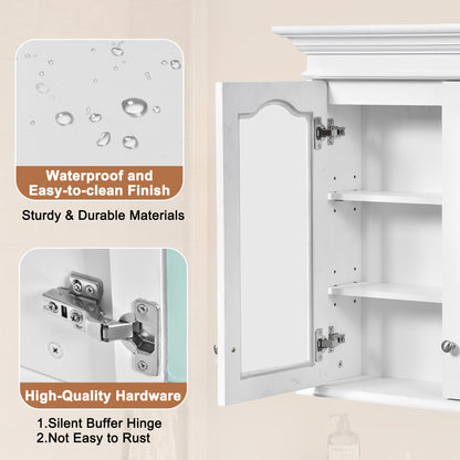 40" Medicine Cabinet with Mirror, Bathroom Storage Cabinet with Mirror Door and Shelves, Wall Mounted Bathroom Cabinet with Glass Doors