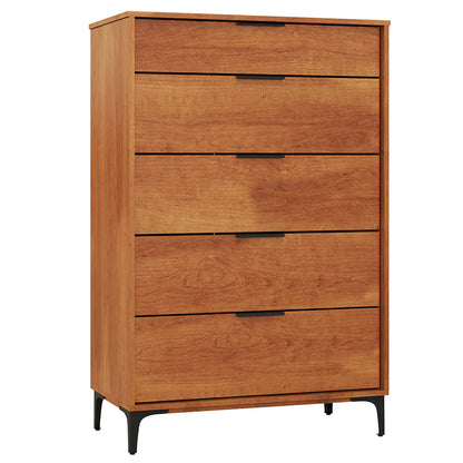 5-Drawer Dresser with Interlock System for Bedroom Living Room-Cherry
