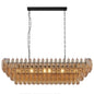 54" Black Rectangular Chandeliers for Dining Room, 12-Light 4 Tiered Large Smoke Glass Chandelier, Modern Kitchen Island Farmhouse Hanging Light Fixture for Living Room Foyer