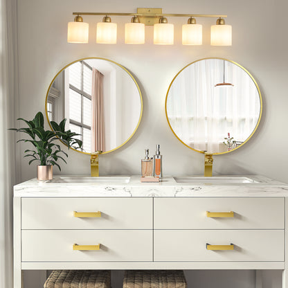 6 Light Gold Bathroom Vanity Light, Gold Bathroom Light Fixtures, 38" Modern Brushed Gold Vanity Lighting Fixtures for Bathroom Over Mirror, Gold Sconces Wall Lighting for Bedroom Living Room