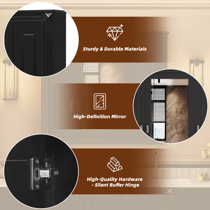 Bathroom Wall Cabinet with Mirror, Wall Mounted Medicine Cabinet with 4 Shelves, Mirrored Door Over Toilet Storage Cabinet
