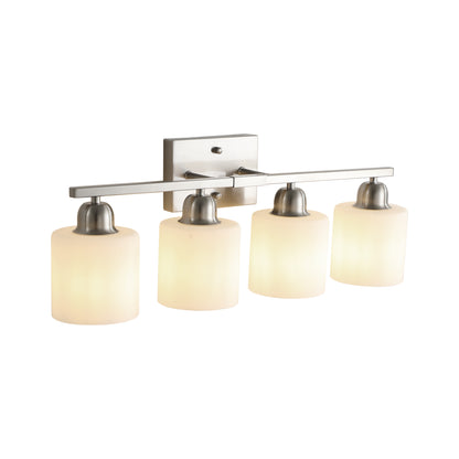 Brushed Nickel Bathroom Light Fixtures, 4-Light Modern Vanity Light Over Mirror, Wall Sconces with Milky White Frosted Glass Shades, E26 Socket (Bulbs Not Included)