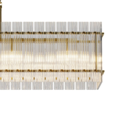 Modern Rectangular Crystal Glass Chandelier, 10-Lights Glod Chandelier Lighting Contemporary Pendant Ceiling Light Fixture for Dining Room Living Room Kitchen Island