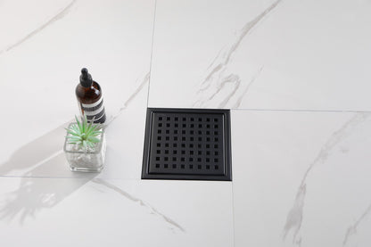 6 Inch Square Shower Floor Drain  Square Shower Floor Drain with Flange,Pattern Grate Removable,Food-Grade SUS 304 Stainless Steel