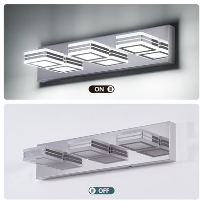 Chrome Vanity Light Fixtures 3 Lights Up and Down LED Modern Bathroom Vanity Lights Over Mirror Acrylic Bath Wall Lighting